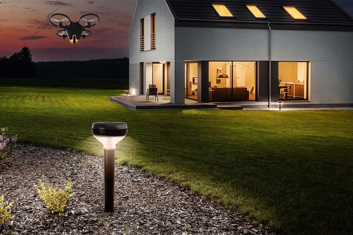 The Sunflower Home Awareness System includes a camera drone and smart lights