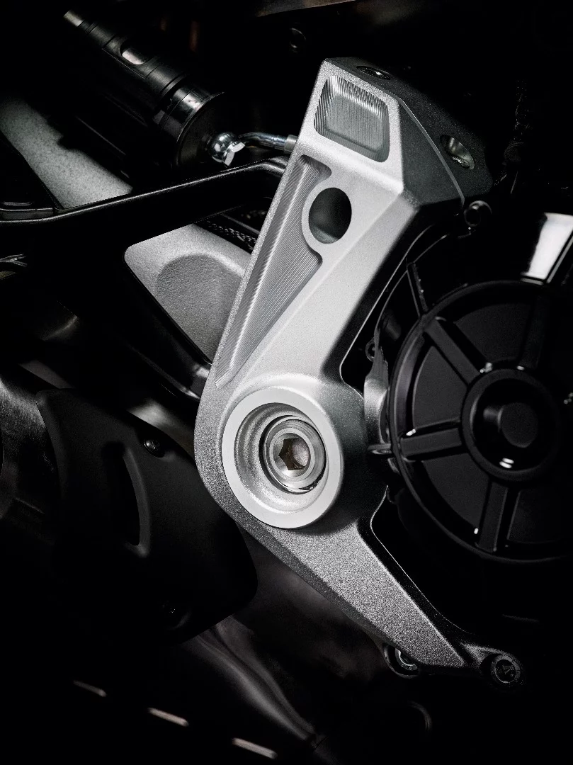 Ducati XDiavel S: rear frame component echoes angles from elsewhere on the bike
