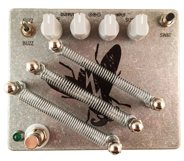 The Greyfly combines a spring-activated noise circuit and a dirty fuzz circuit for sonic madness