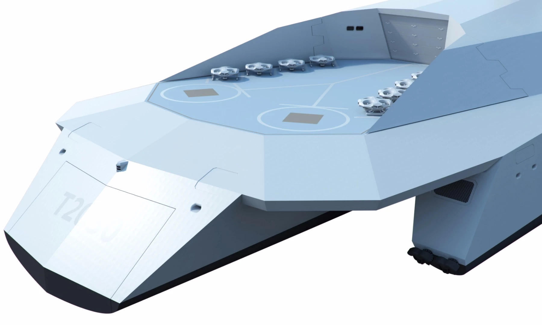 The Dreadnought 2050's fantail is used to launch UAVs