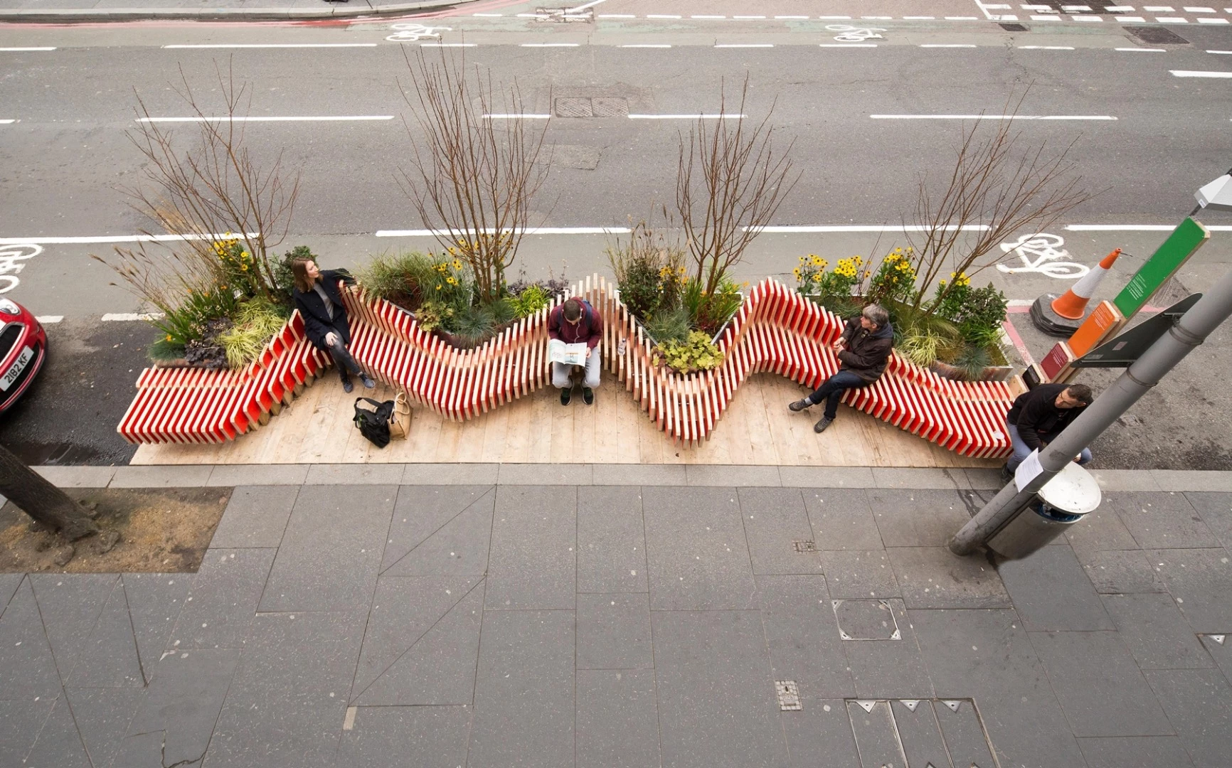 ParkedBench covers two car parking spaces