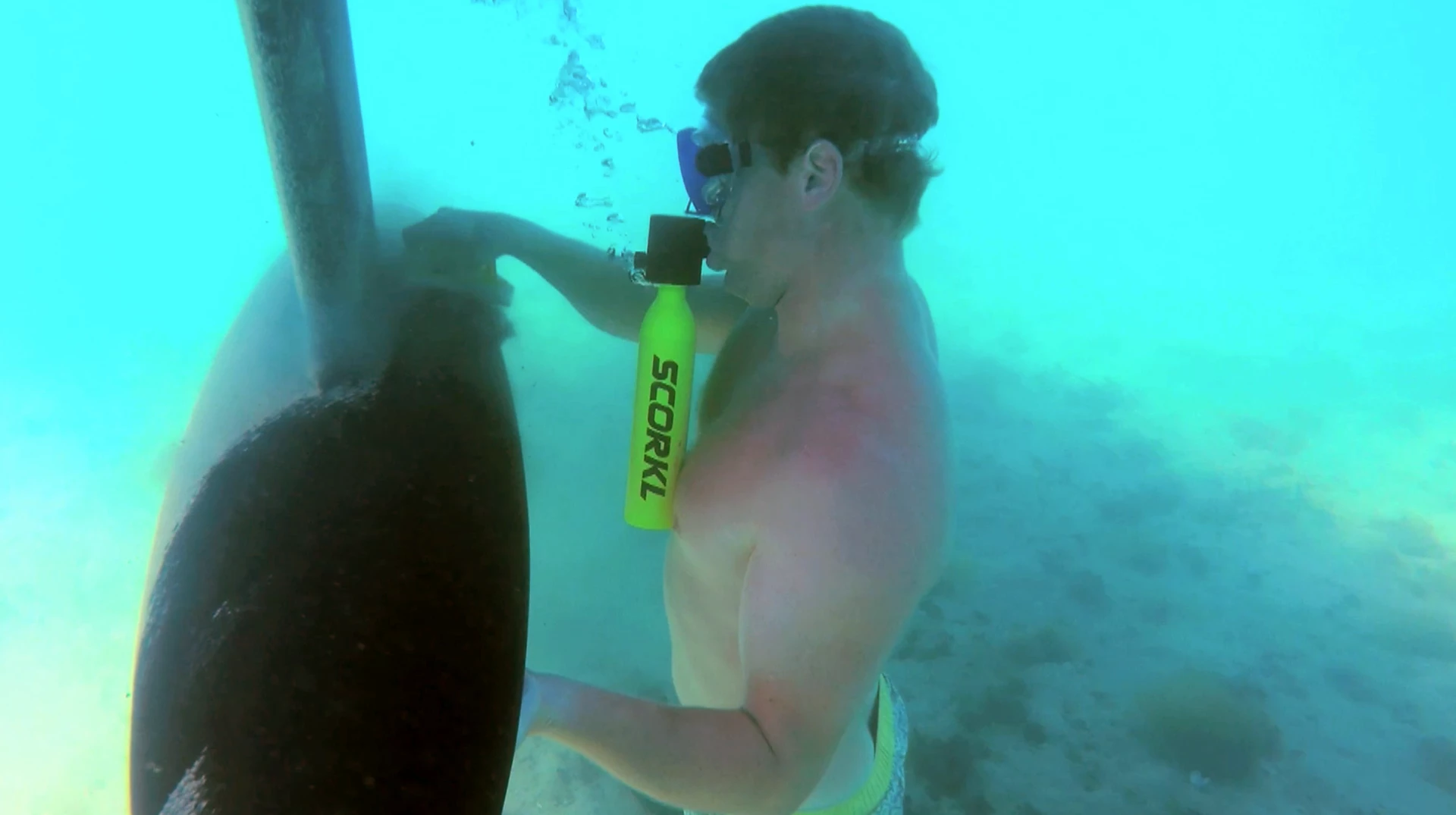 The Scorkl is a lightweight compact breathing device that enables you to breathe underwater for up to 10 minutes. If you don't have a compressor to recharge the $200 Scorkl, there's a $200 high pressure pump so you can fill it yourself.