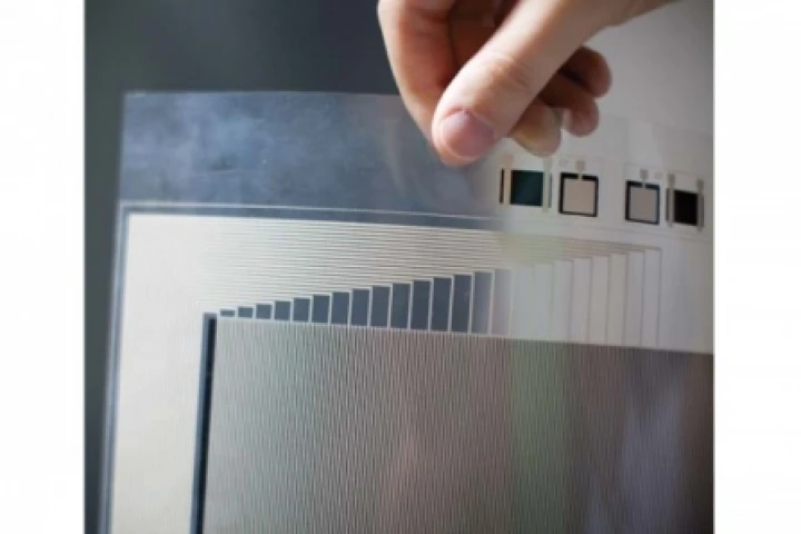 A sheet of plastic that has been imprinted with thin lines of conductive metal (Images: Porter Gifford)