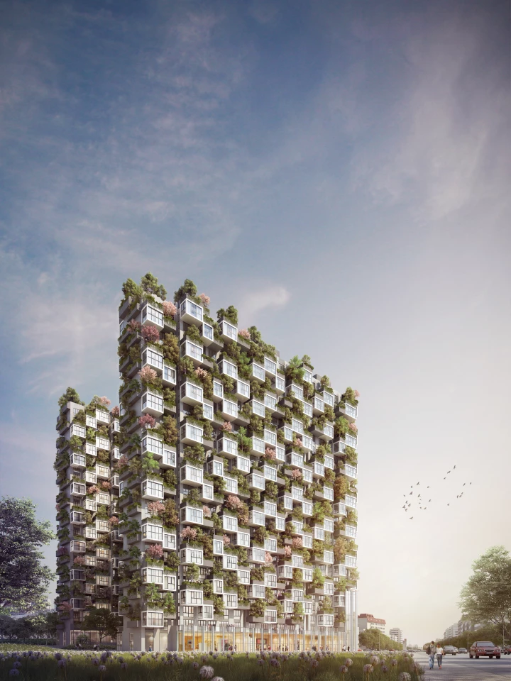 The Easyhome Huanggang Vertical Forest is an ambitious development covering 4.54 hectares (11.22 acres) near Wuhan that will include residences, hotels and commercial space