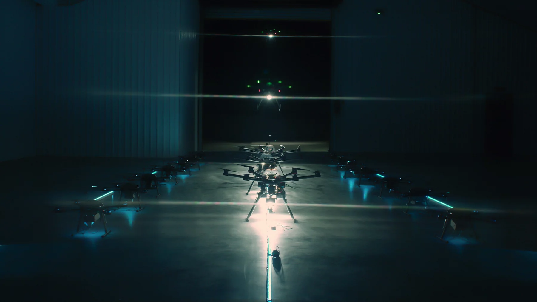 Once a user request has been received, the drones are dispatched from a Fleetlights Fleet Control center
