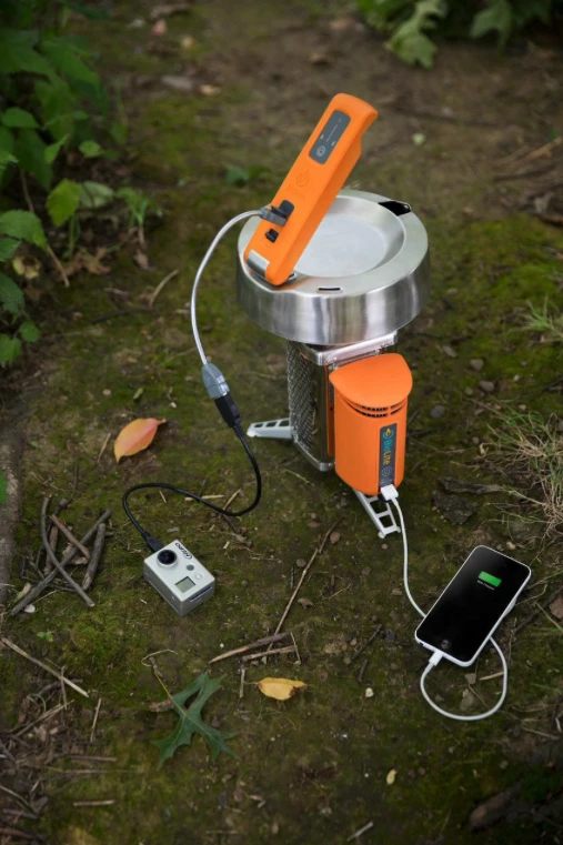 The BioLite KettleCharge powered by BioLite's CampStove, which also offers a thermoelectric gadget charger