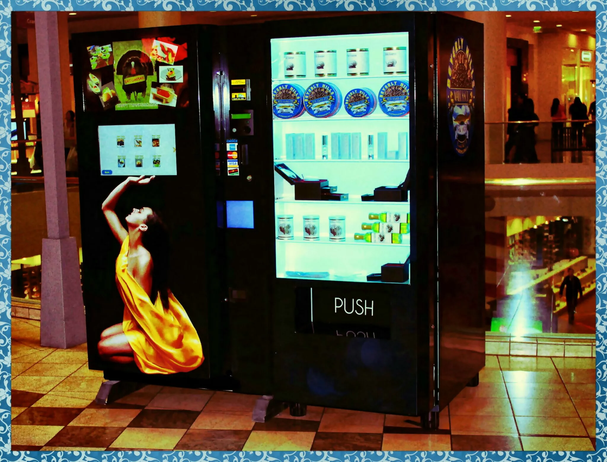 Beverly Hills Caviar has installed vending machines in several Los Angeles malls that dispense caviar, escargot, and other gourmet foods
