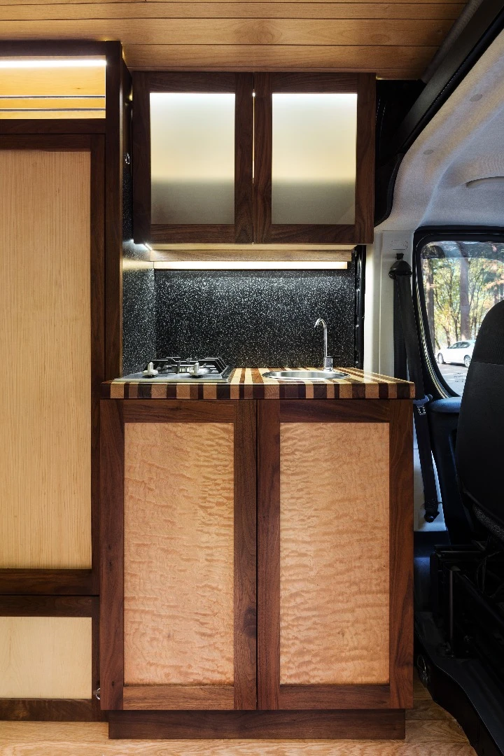 The Ryda Van boasts beautiful bespoke woodwork