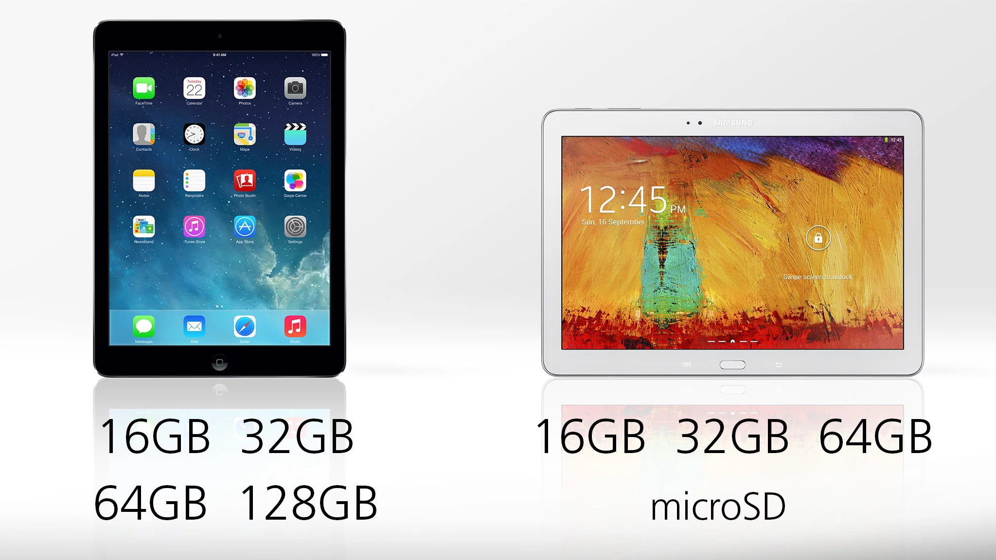 Both tablets give you plenty of storage options