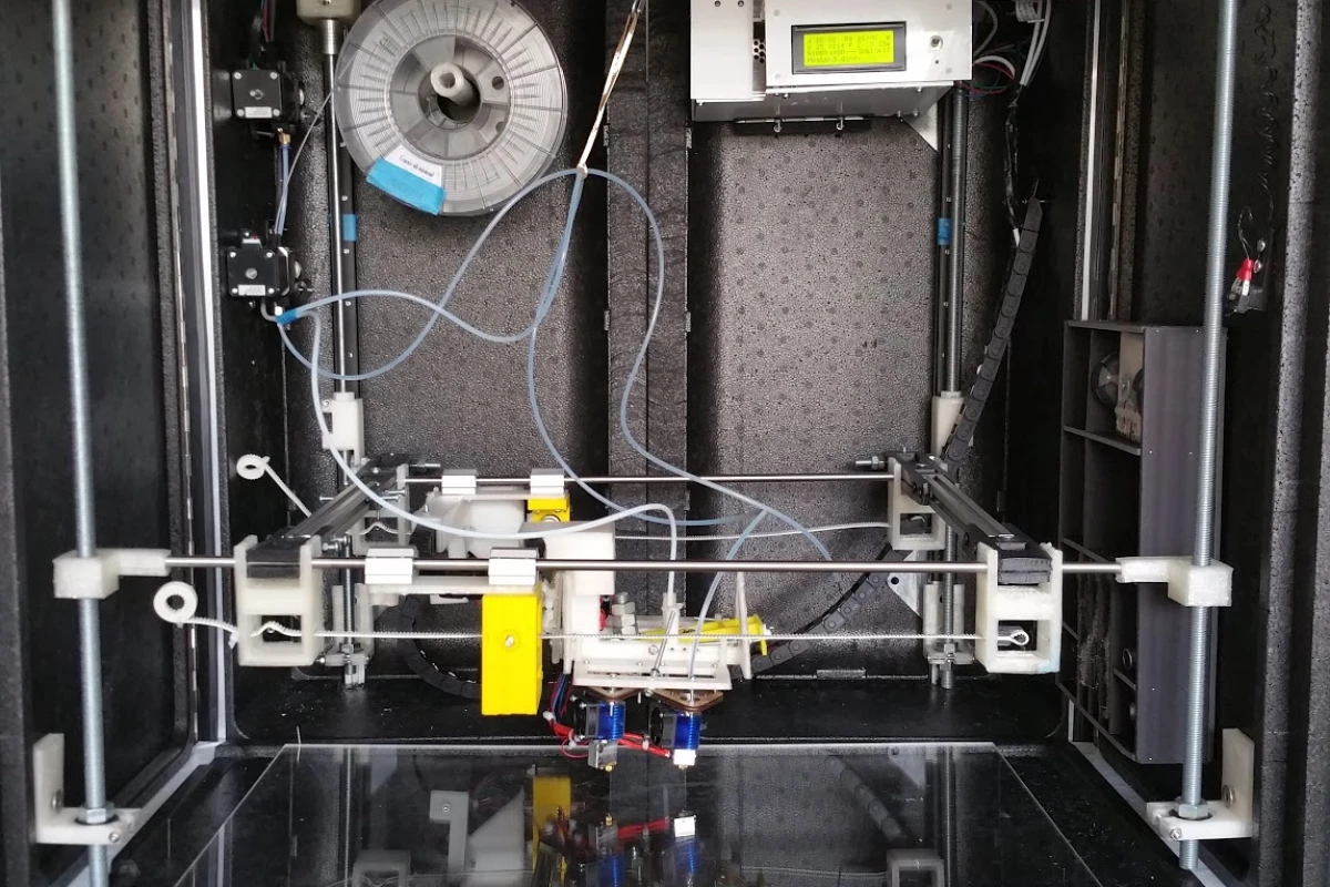 The inner workings of the Industrial Revolution 3, which its creators call "the world's first product assembling 3D printer"