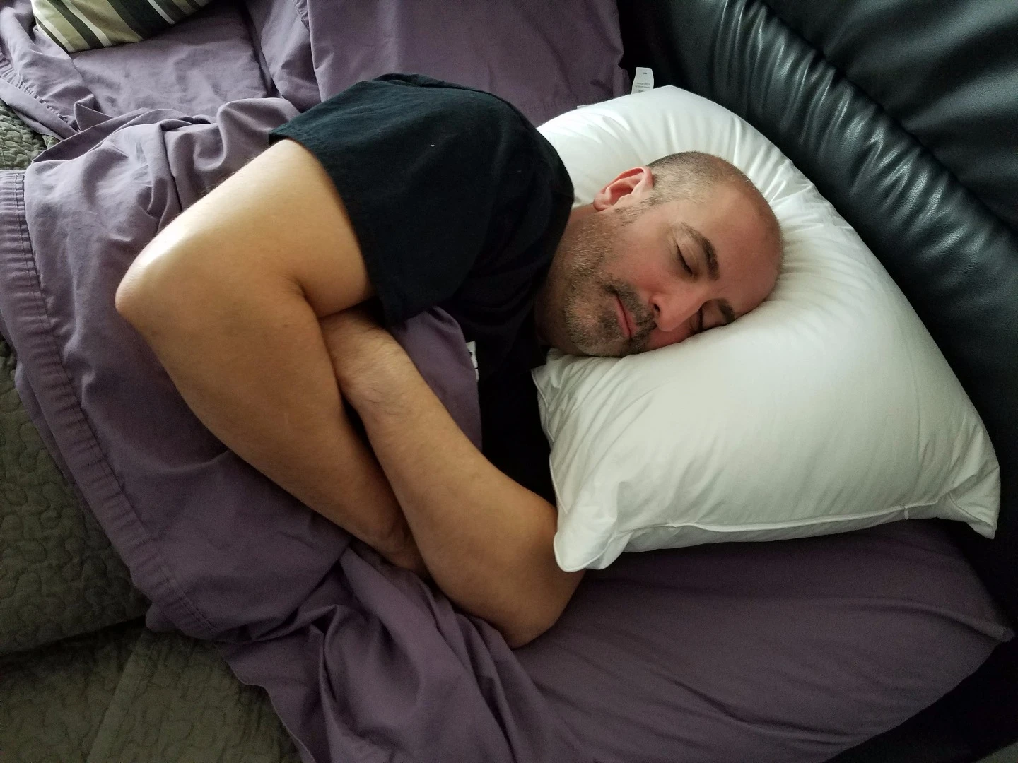 The author trying to drown out the voices in his head with the Dreampad pillow
