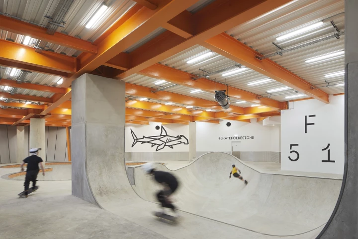 F51's two concrete skate bowls are situated next to each other on the building's second floor