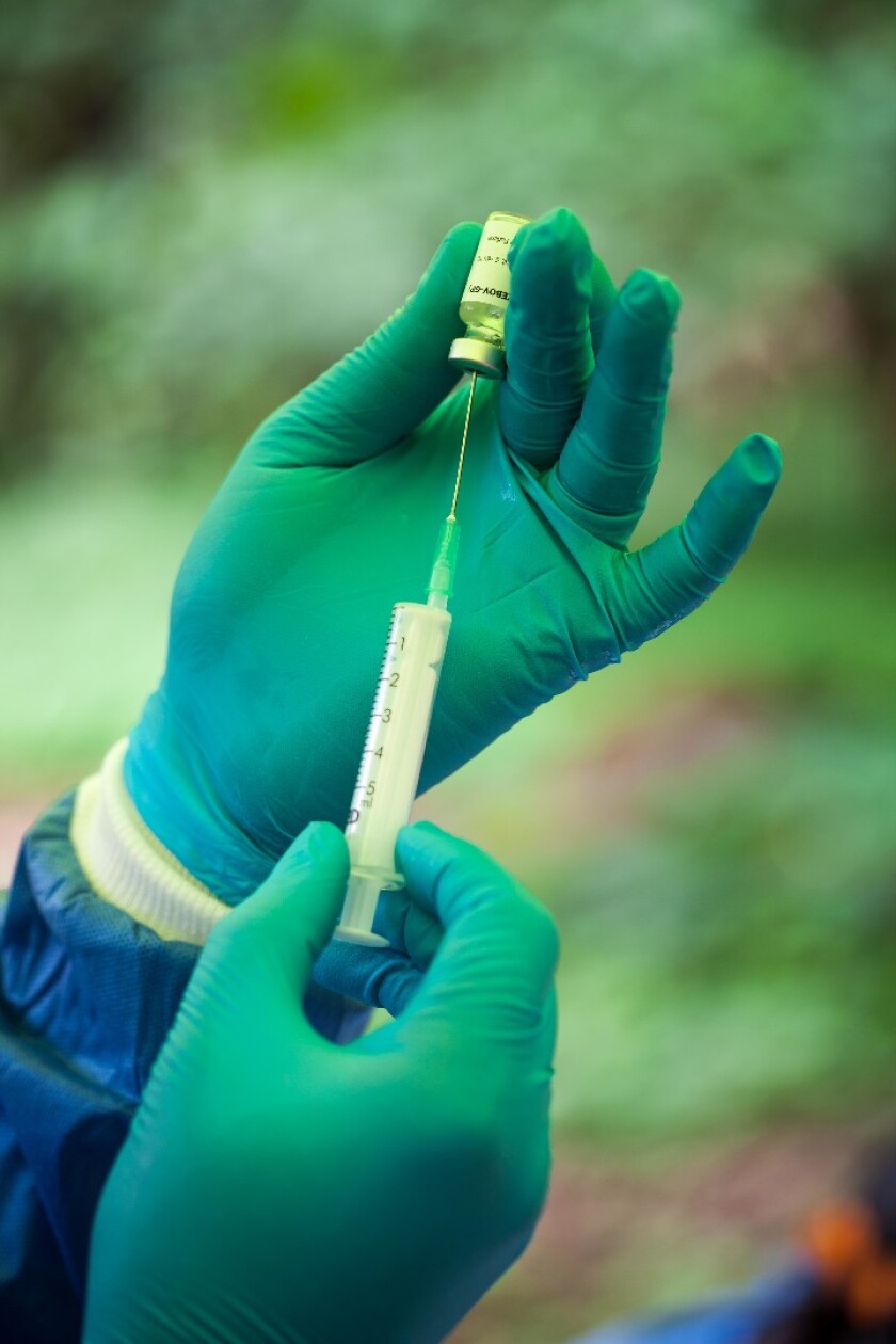 The Ebola vaccine rVSV Zebov-GP is being prepared for injection