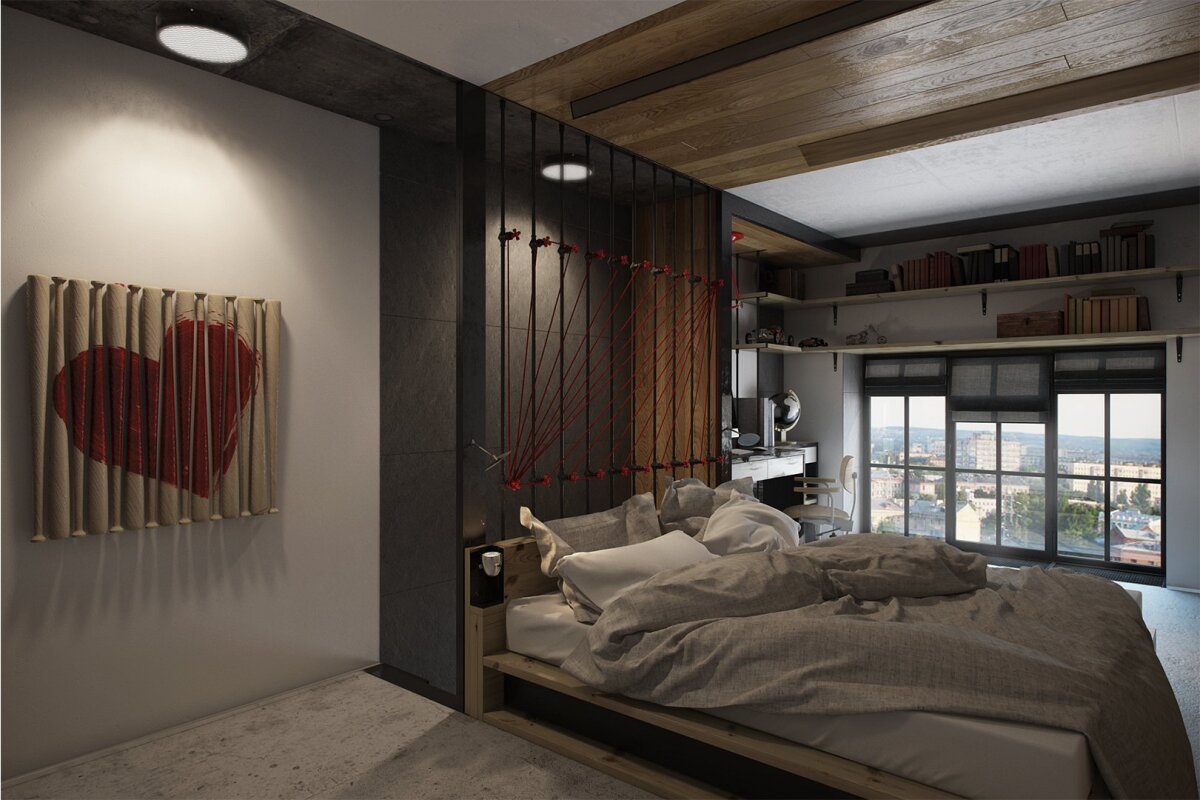 The architects managed to utilizes the entire 18 square meters (194 sq ft) in the bedroom zone