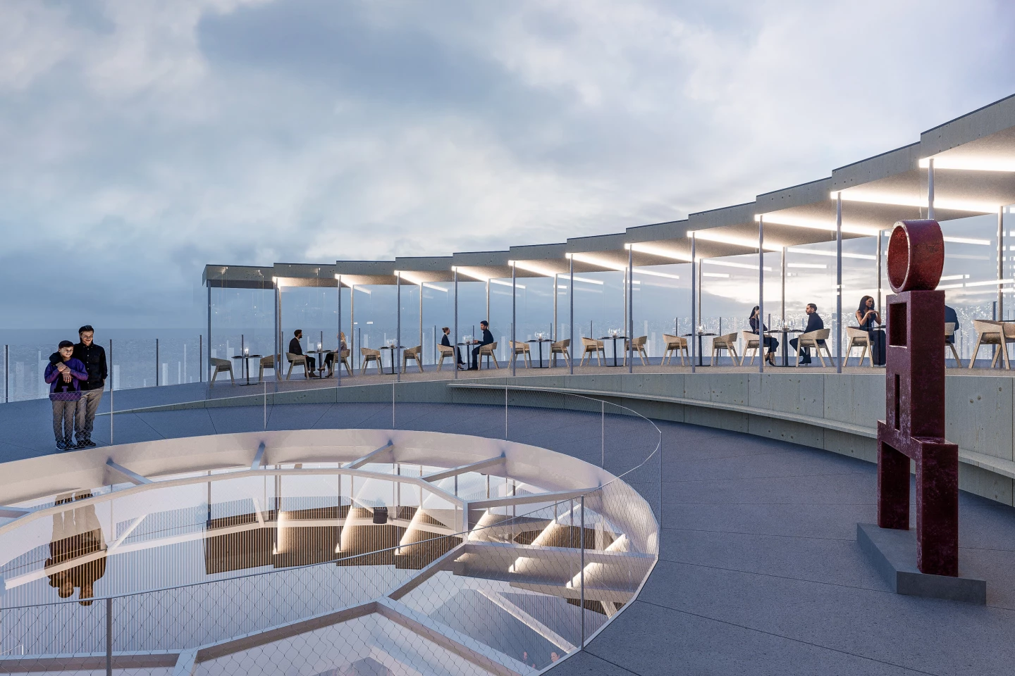 Sculpting Vitality will be topped by a rooftop terrace area with a cafe, bar, and a viewing point