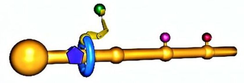 A rendering of Prof. Leigh's molecular assembler