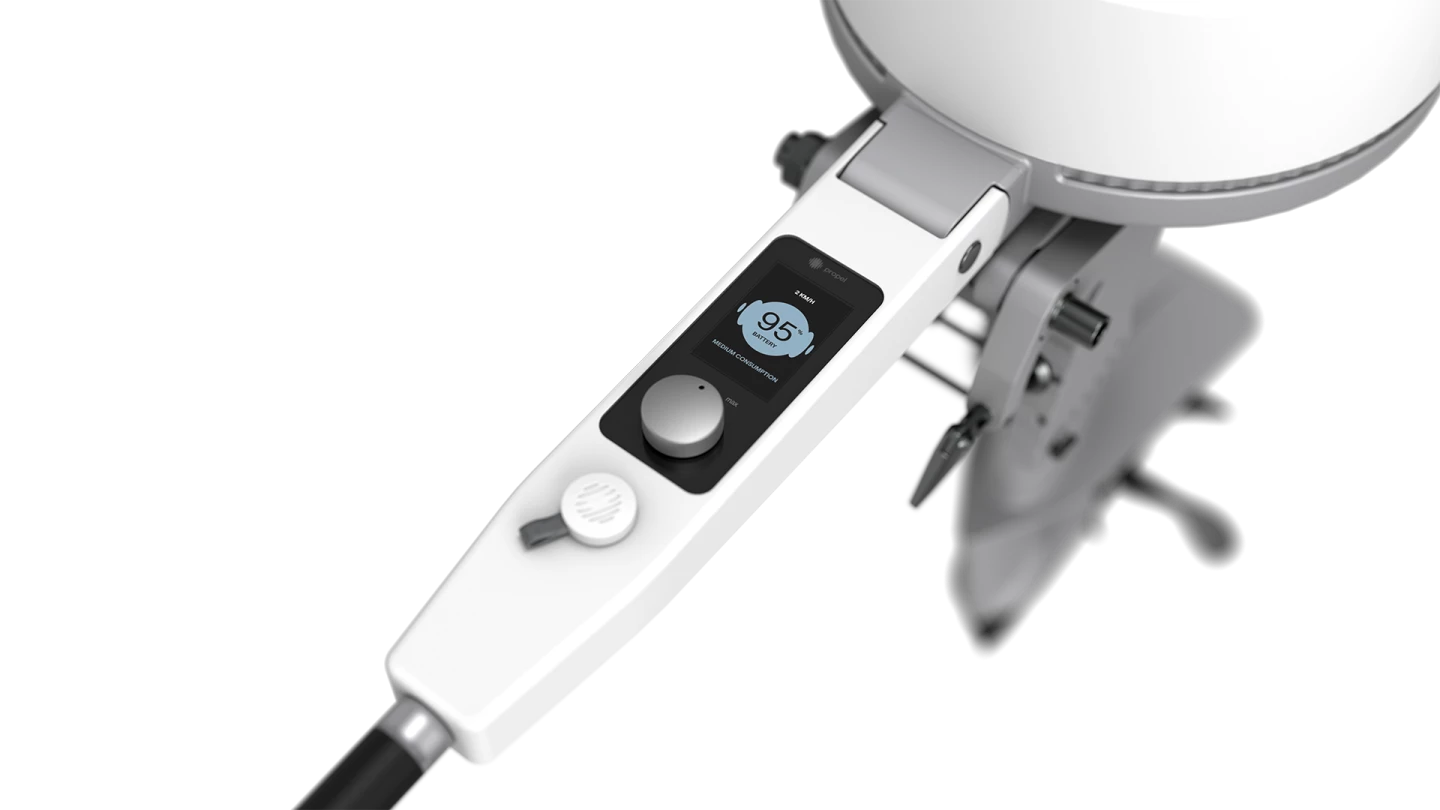 The S1 features a sleek, simple tiller controller and display