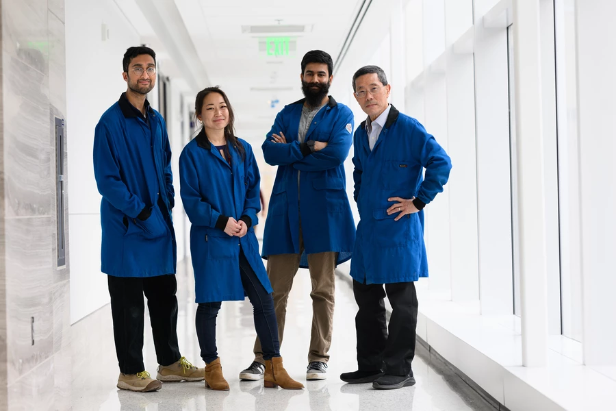 The research team, from left to right: Saahir Ganti-Agrawal, Karen Sugano, Sunil Mair, and Yet-Ming Chang
