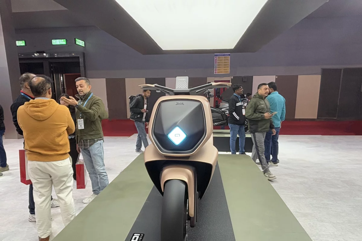 The TVS Vision iQube is a cube-inspired electric scooter concept