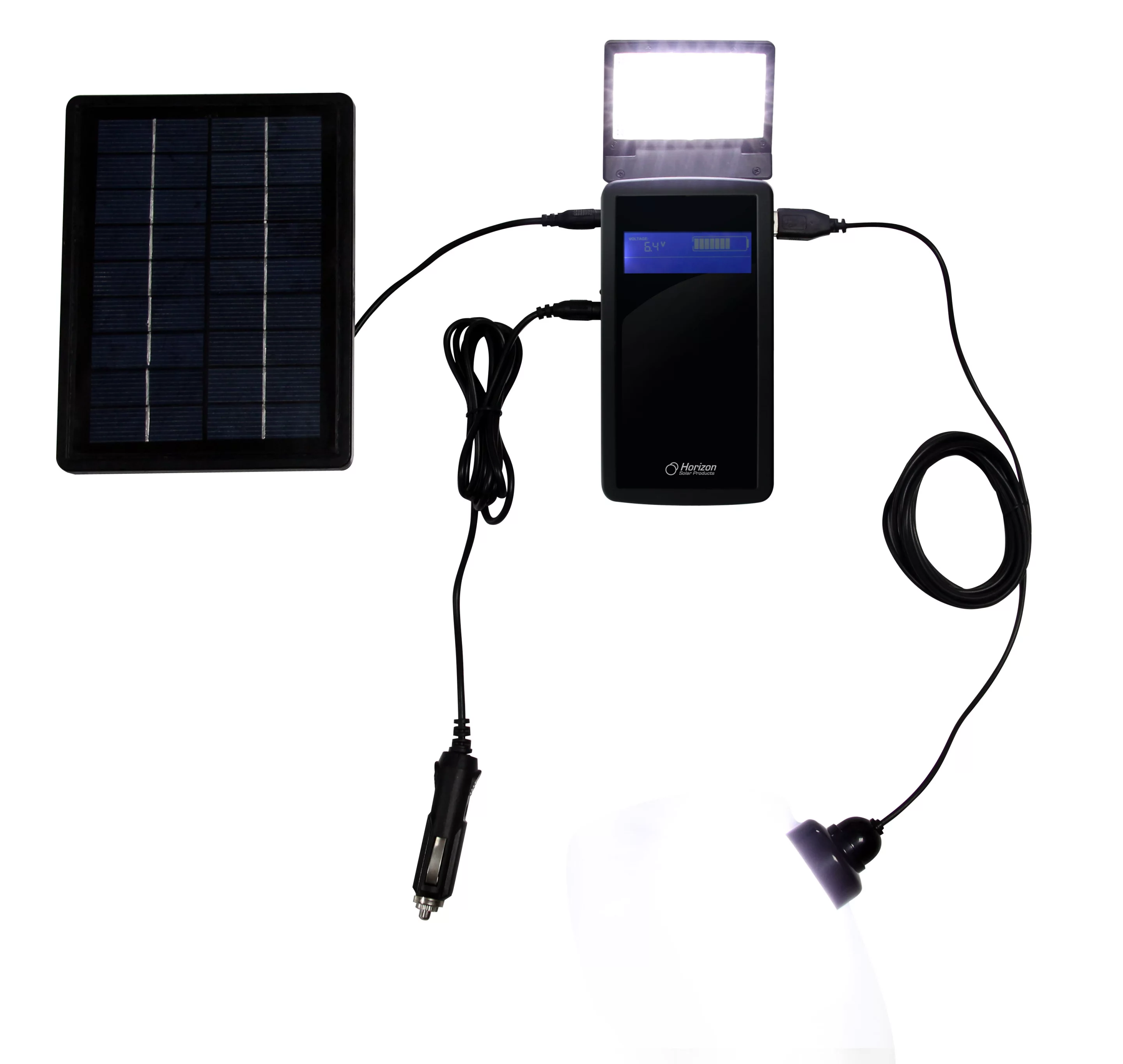 The Sunbox USB 3.0 solar charging system provides three types of lighting, recharges mobile devices, and includes rechargeable AA batteries
