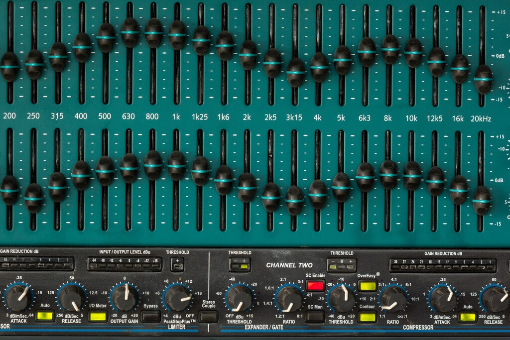 An old-school graphic equalizer: each slider represents the volume of a particular frequency within the sound. More bass? push the ones on the left up. More treble? That's the ones on the right.