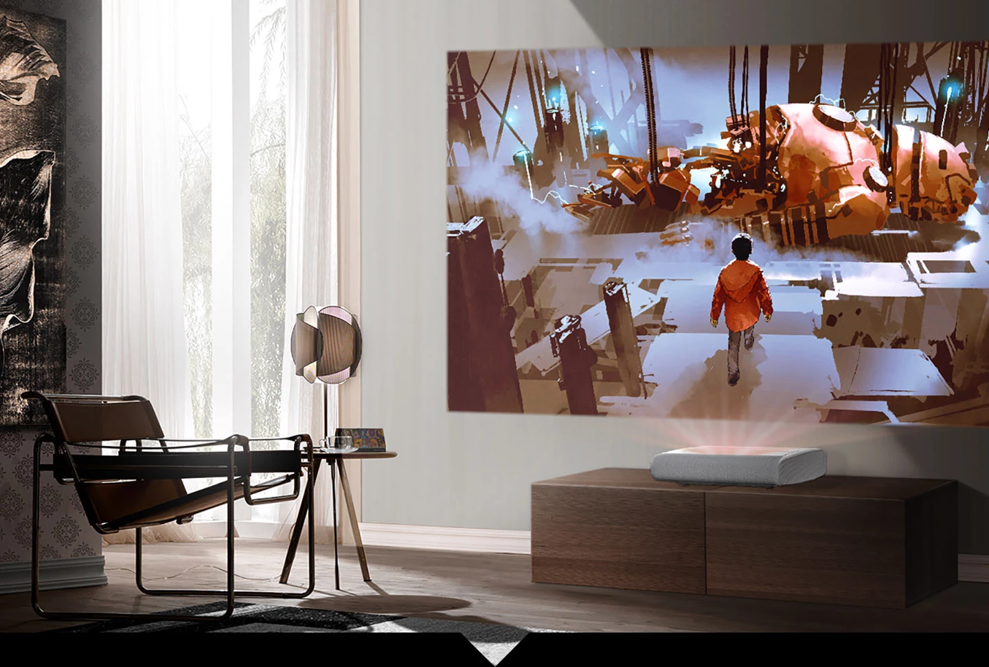 The Premiere laser projectors can throw huge 4K visuals onto a wall from just inches away