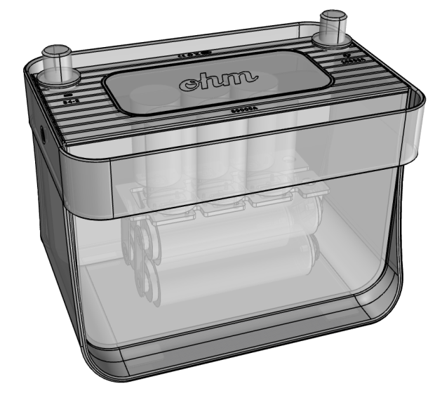 The Ohm contains supercapacitors and LiFePO4 batteries in a standard-size case