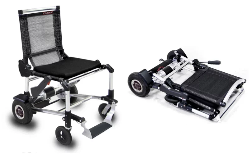 The Zinger weighs 38 pounds, and folds down to go in a car