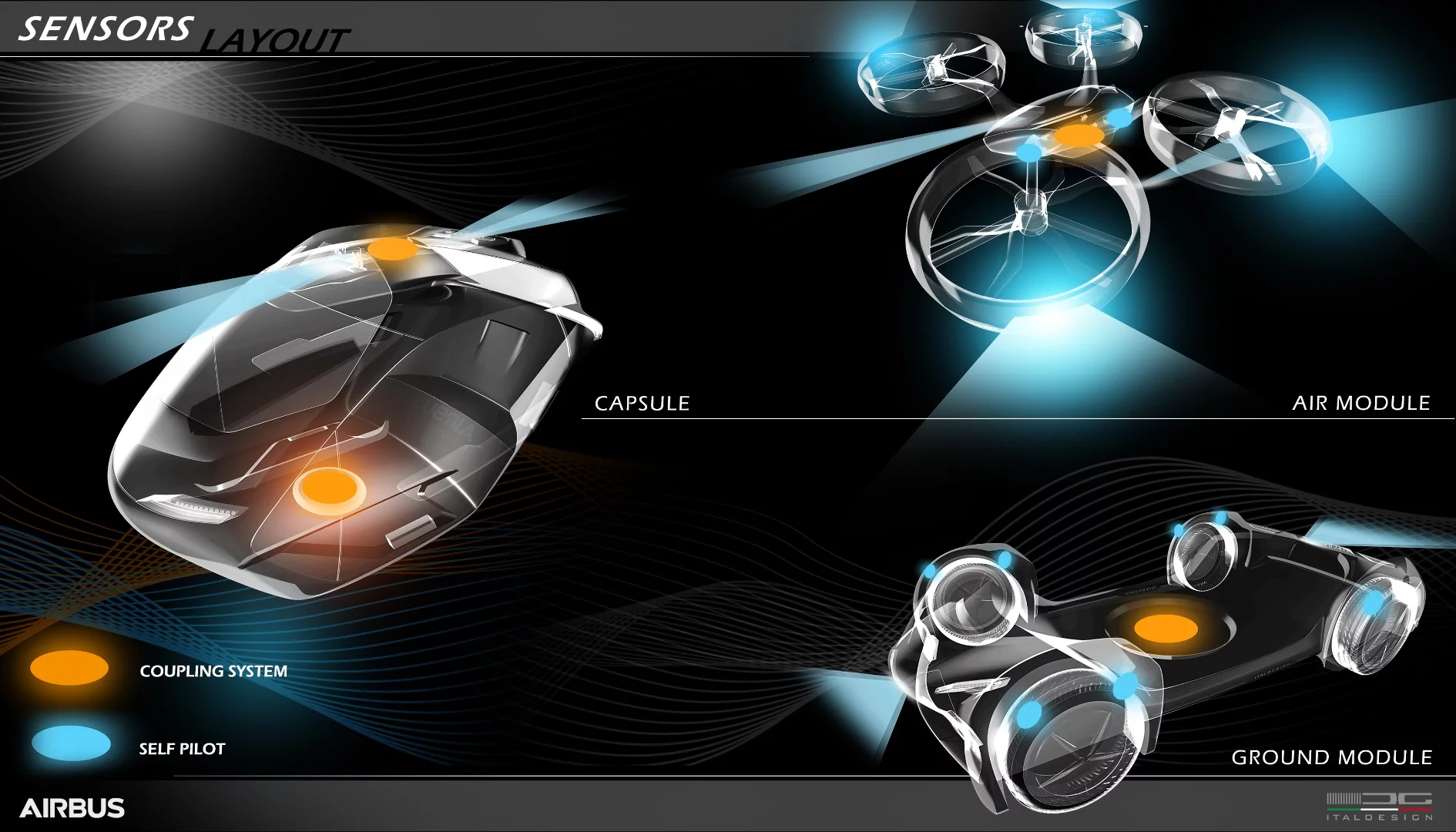 Renderings of the Pop.Up Next concept by Airbus and Audi