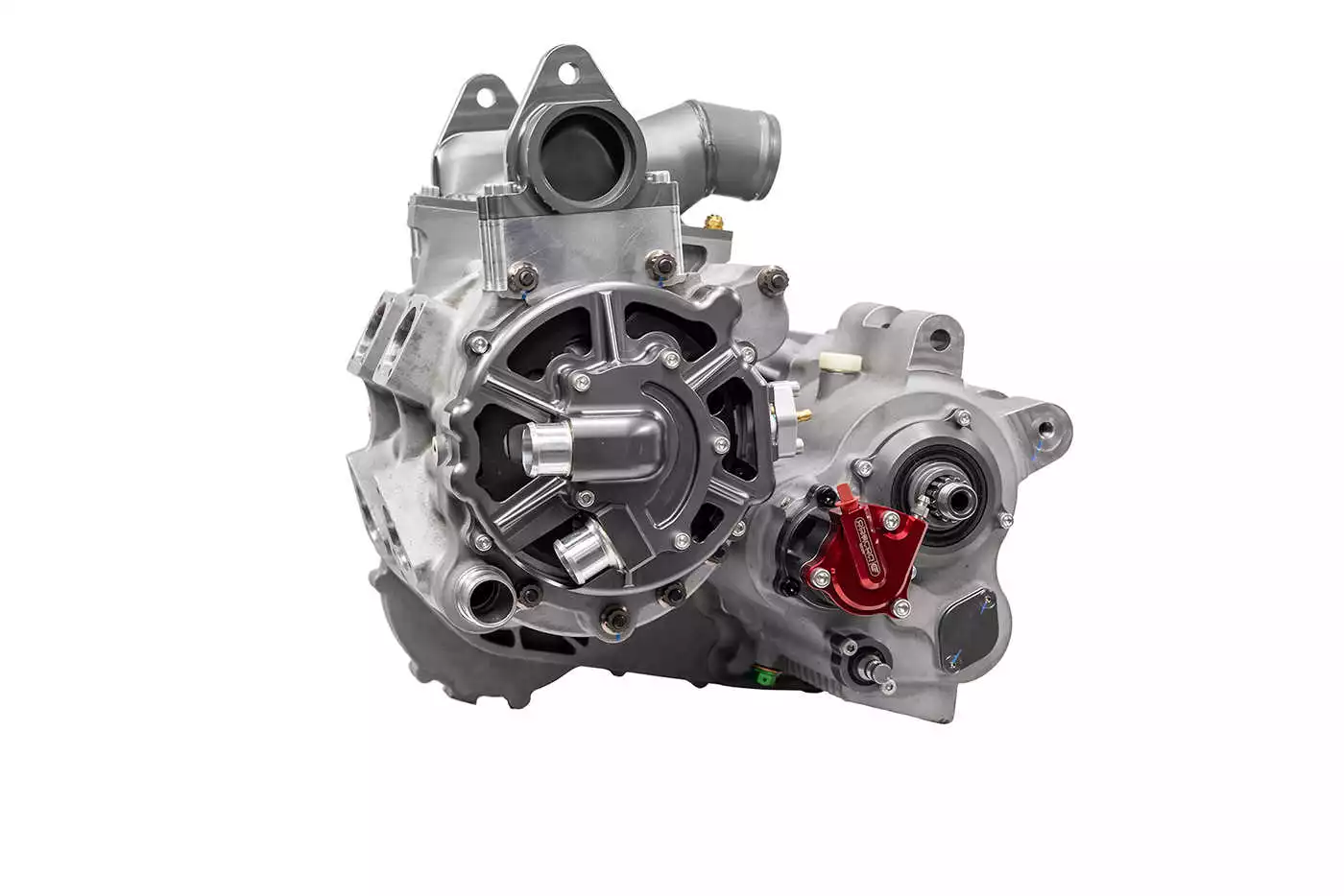 With a switchable cassette gearbox and slipper clutch, the engine weighs in at 43 kg