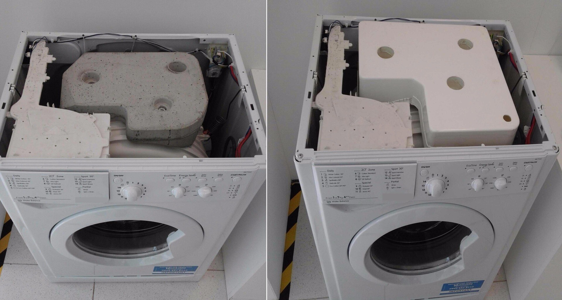 Concrete-free washing machines are lighter to transport, just as