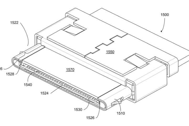 Illustration from the patent application for Apple's new USB 3.0 and DisplayPort/Thunderbolt iOS connector