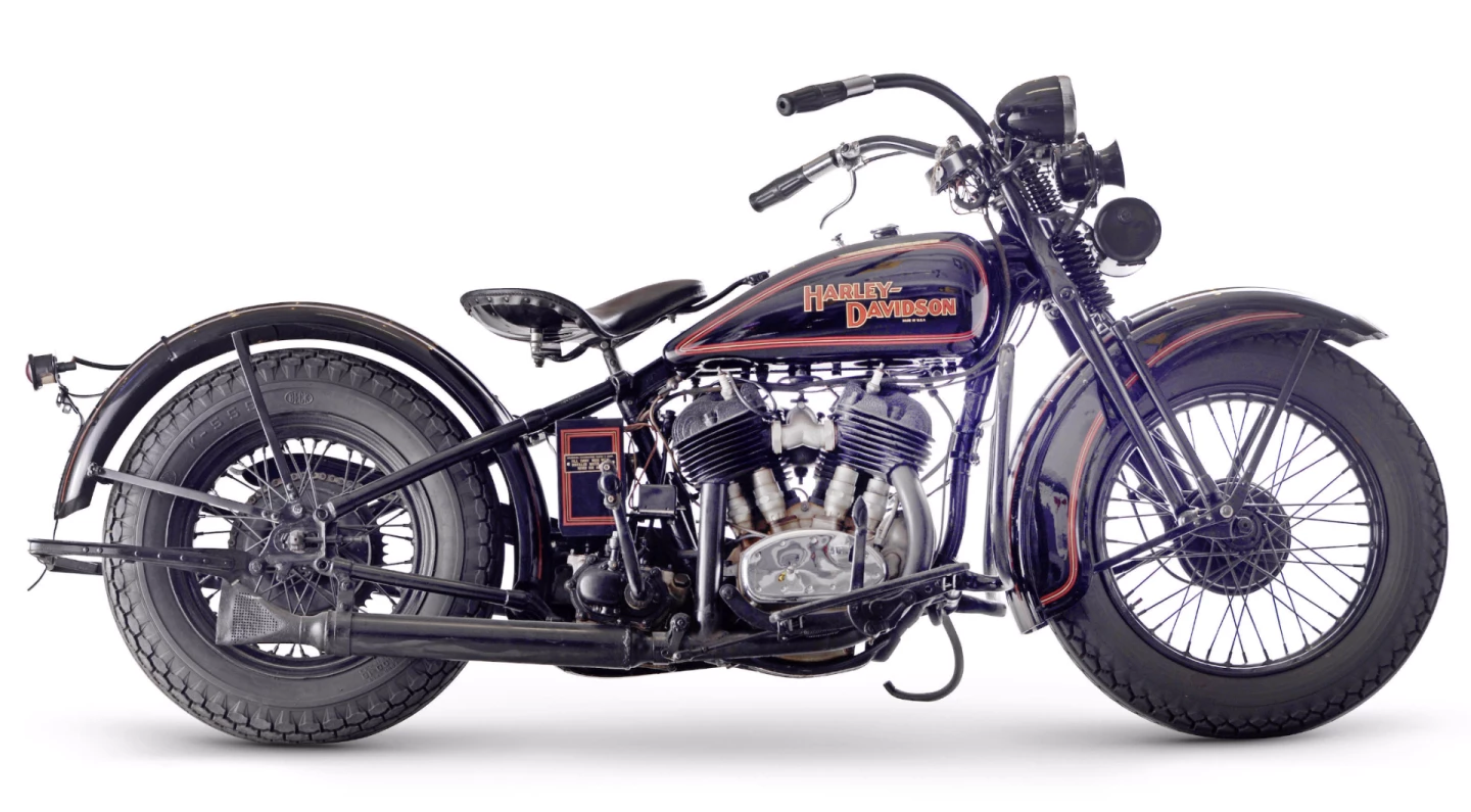 This 1930 Harley-Davidson 1,200cc Model V, Lot 32 at Bonhams Lonatti Collection Sale (17-Oct-15) is estimated to sell for between £18,000 and 24,000 ($28,000 and $37,000)