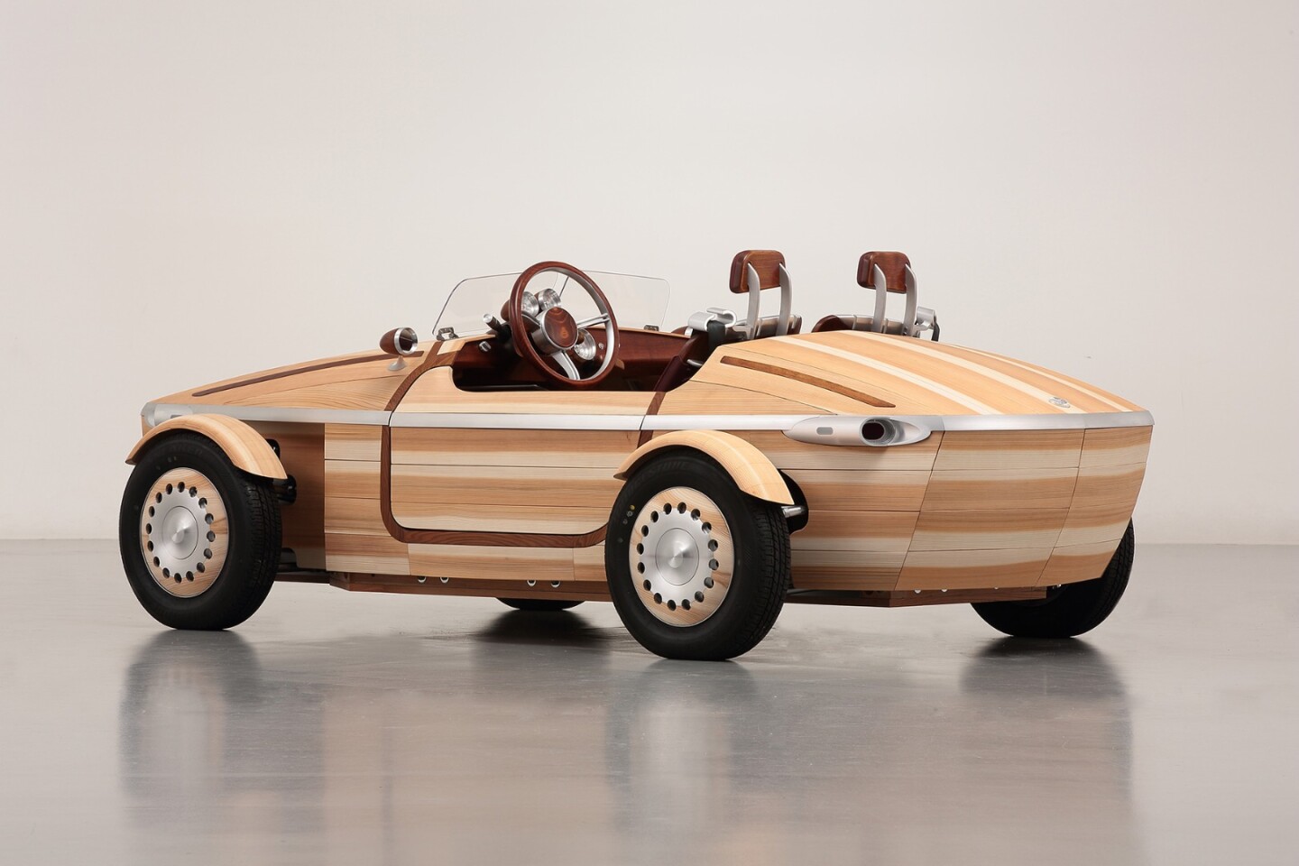 The team used specific woods for various parts of the working car, including nearly all of the structure