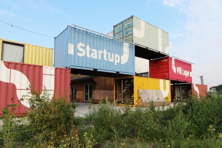 A set of upcycled shipping containers have breathed new life into a derelict and underused space at Amsterdam Science Park