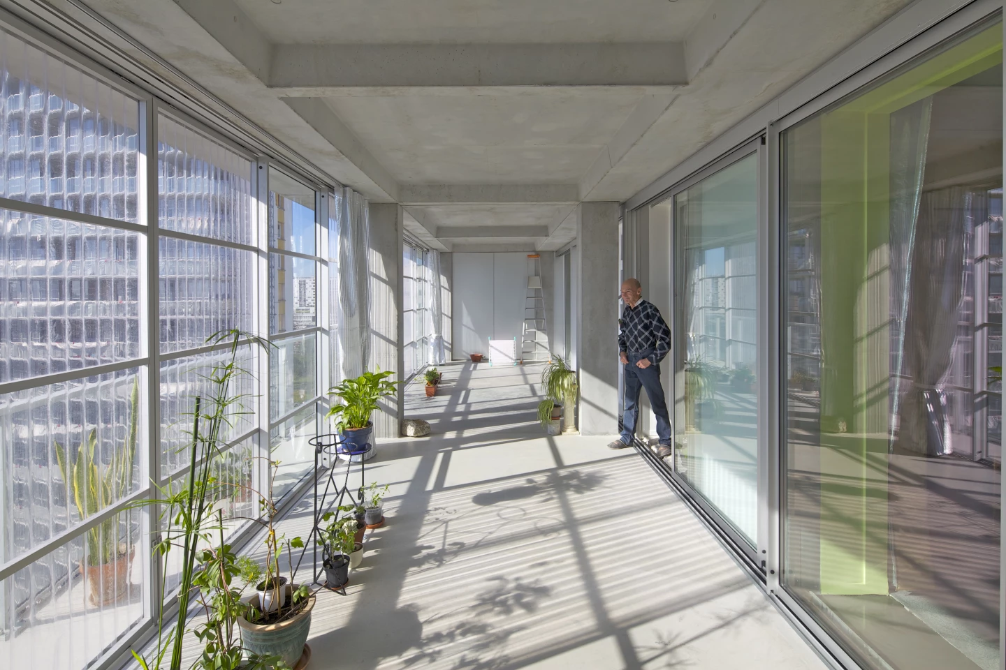 Transformation of G, H, I Buildings, Grand Parc, 530 Units, Social Housing (with Frédéric Druot and Christophe Hutin) created new flexible terrace areas for residents to use
