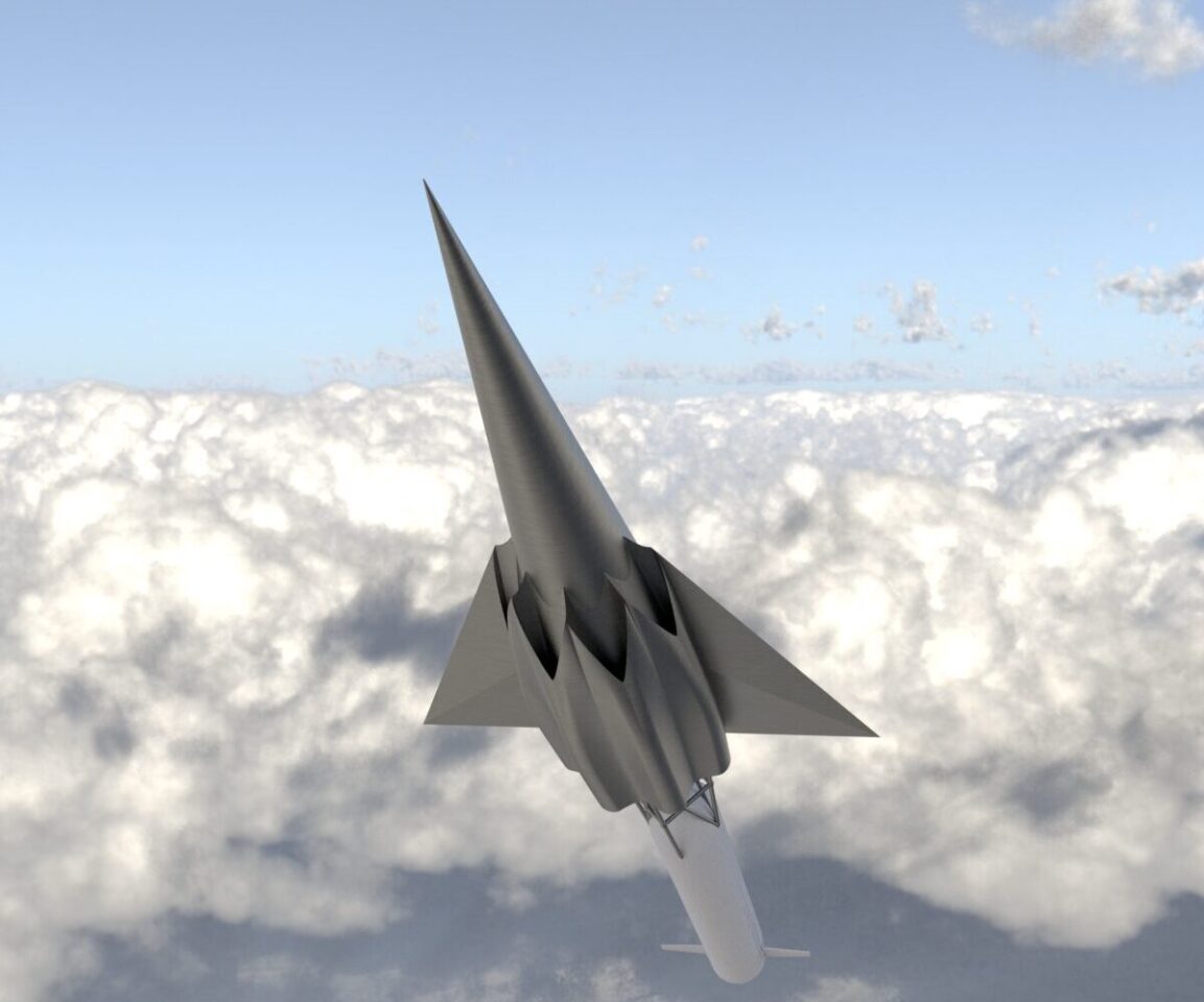 The full-size Delta Velos Orbiter would be powered by four scramjet engines