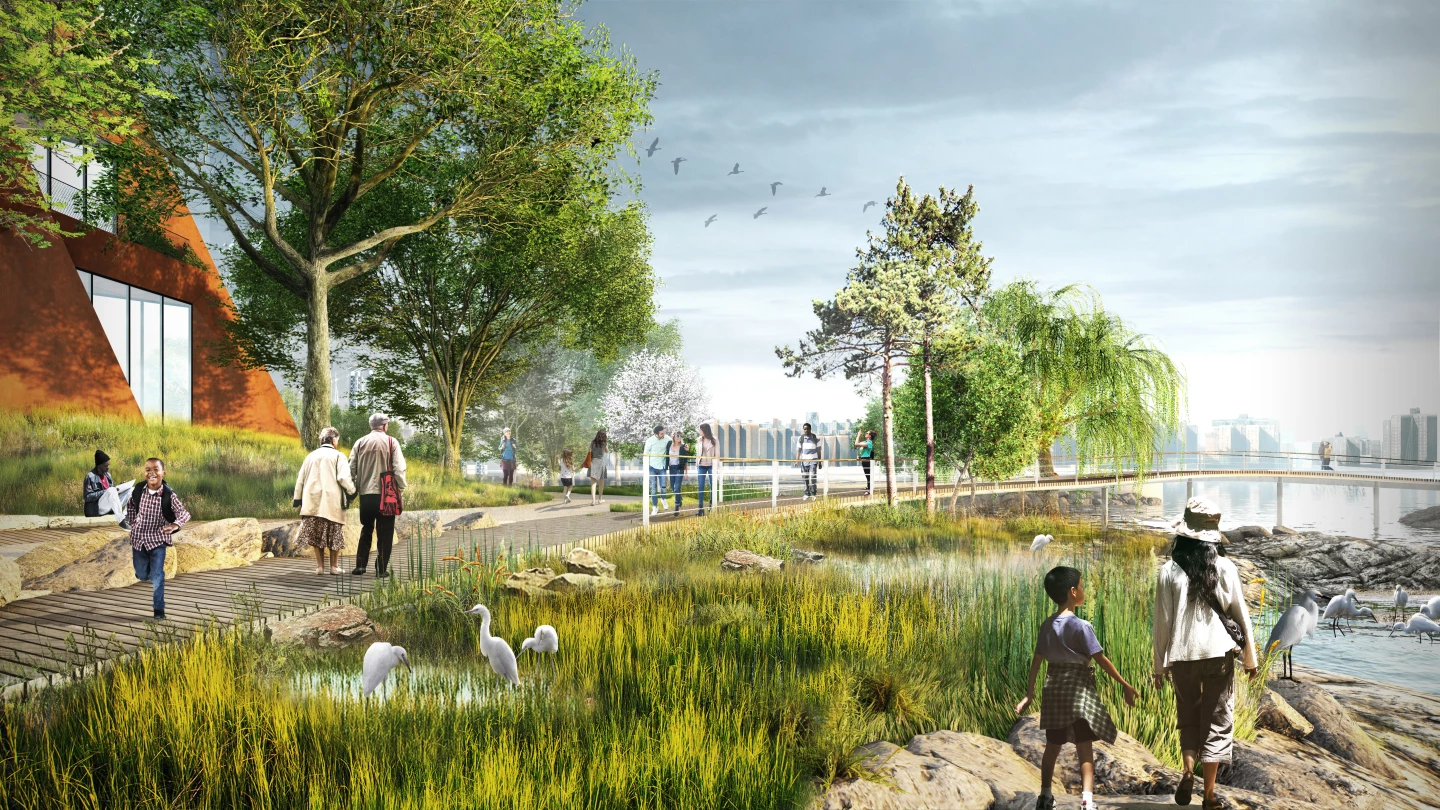 The River Street Waterfront Masterplan will include multiple walkways, as well as nature areas and parks