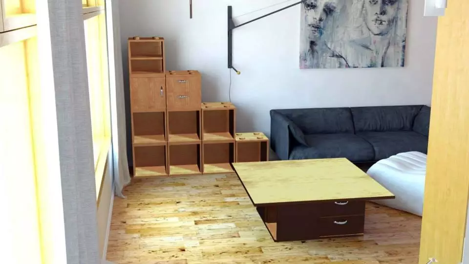 ModCubes can be reconfigured to form different pieces of furniture, such as this corner shelving unit