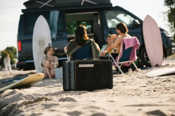 The portable Soundboks Go can pump out up to 121 dB of bass-enhanced sound