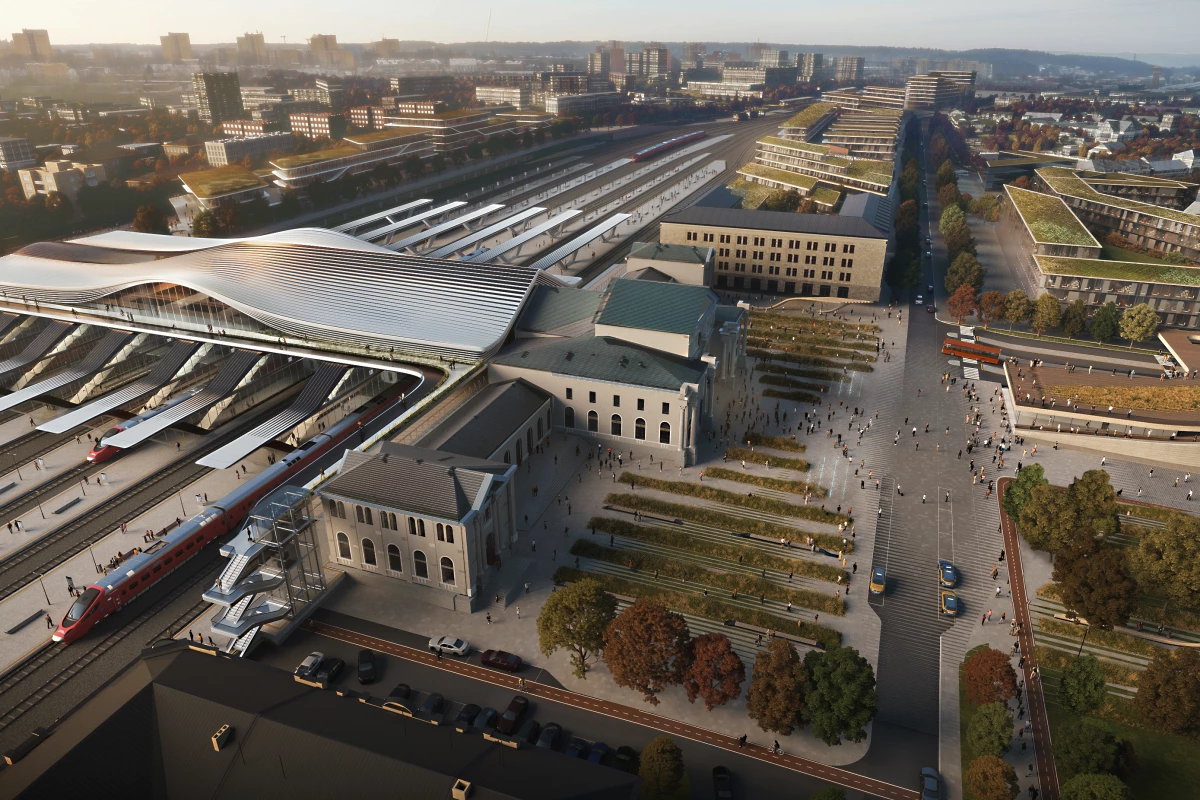Green Connect will involve the renovation of an existing train station and the addition of a contemporary pedestrian bridge