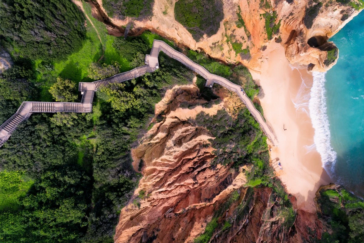 Walkway down to the beach of Algarve, Portugal