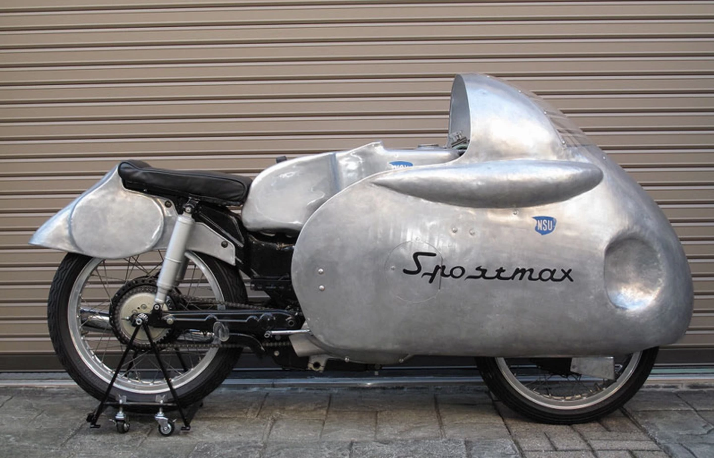 This 1955 NSU Sportmax, Lot 63 at H&H Imperial War Museum Duxford (13-Oct-15) is estimated to sell for between £35,000 and 40,000 ($55,000 and $60,000)
