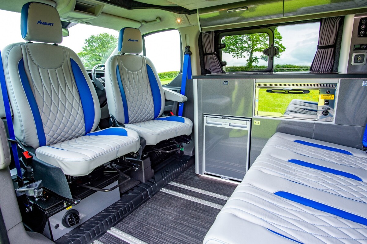 Front seats swivel around to make for a large, open social space