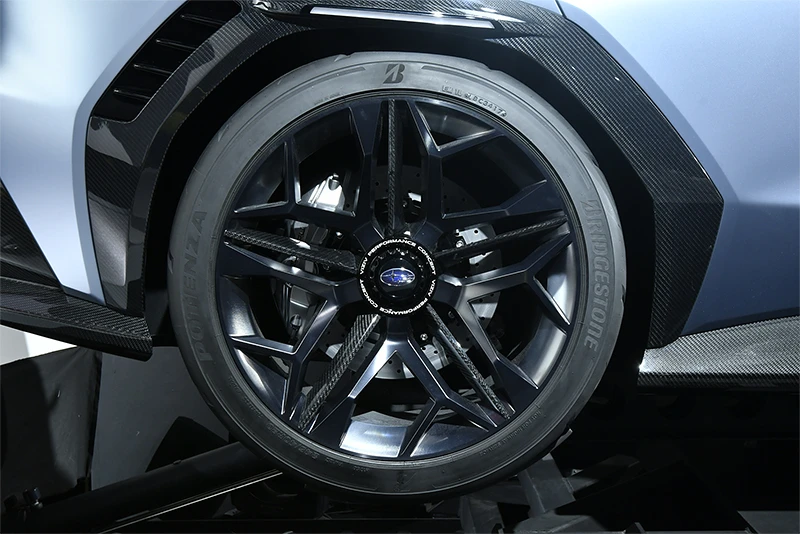 Subaru has used carbon fiber on much of the lower aero work