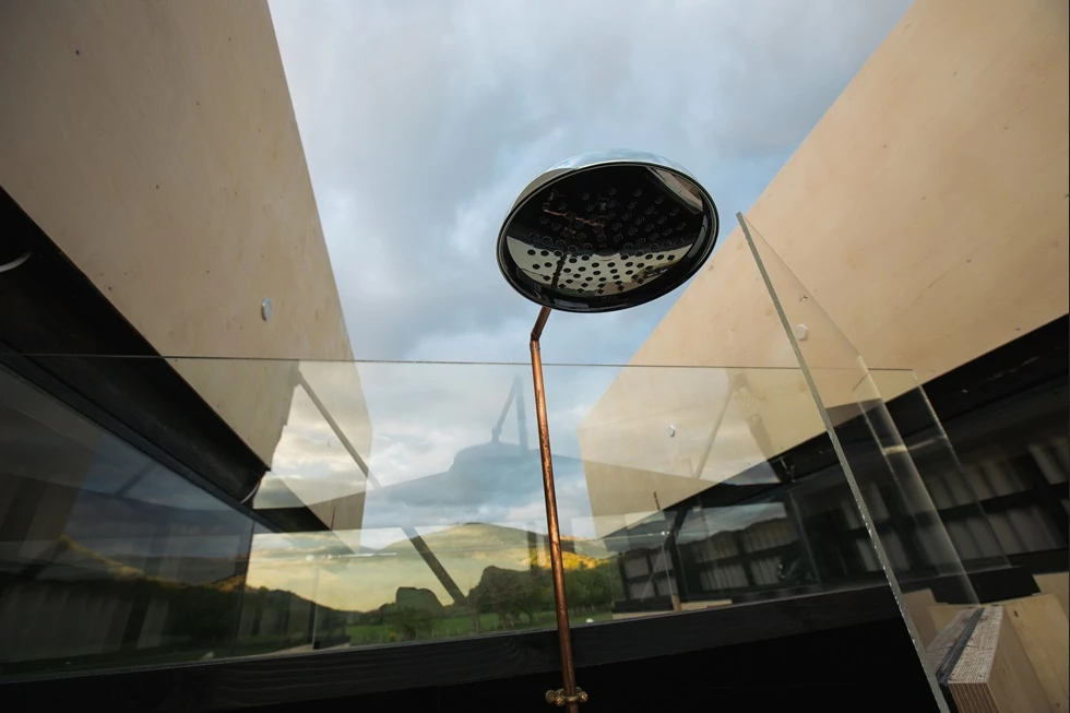 SkyHut's open-air shower