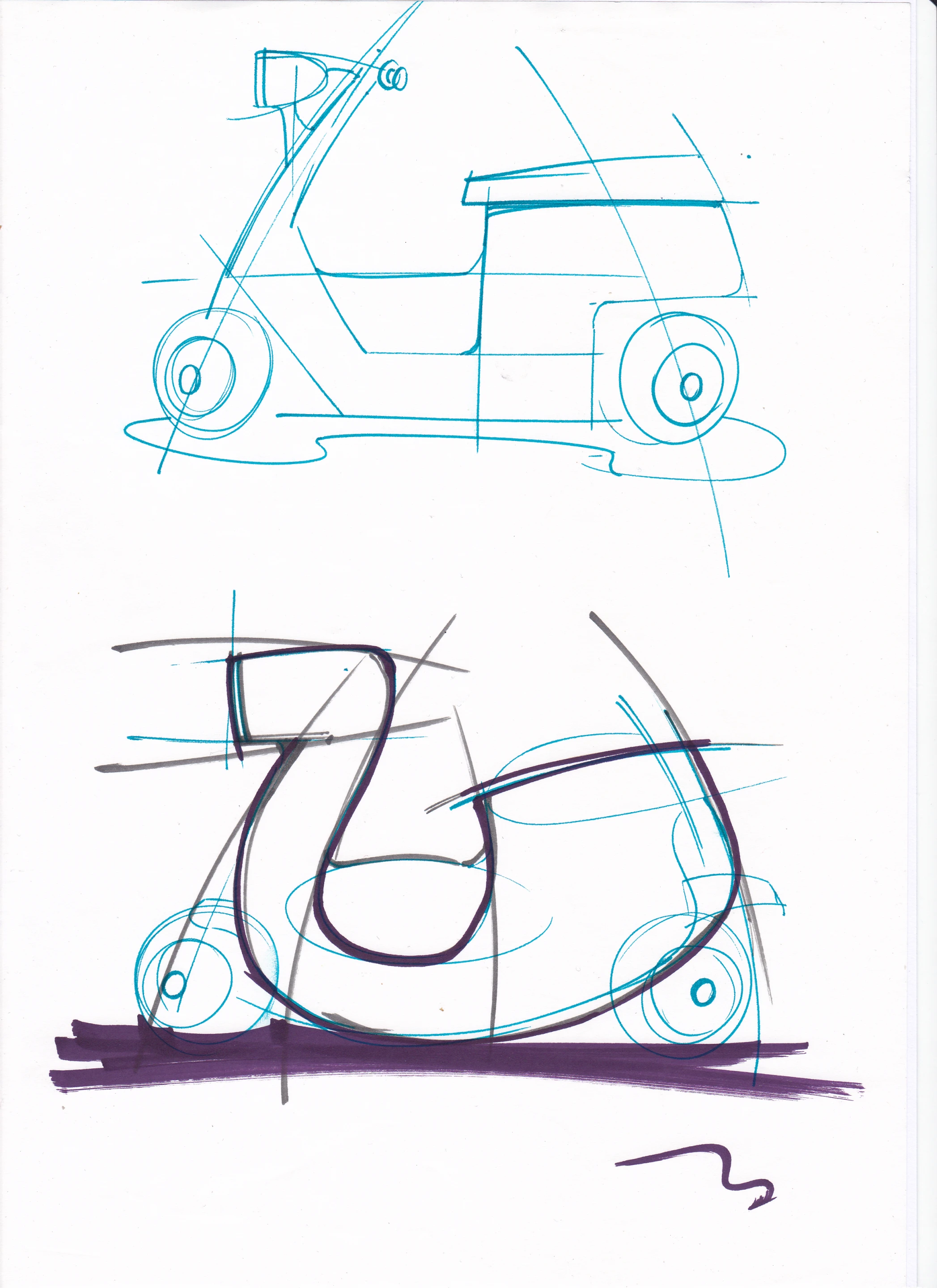 Design sketch of the Be.e electric scooter (Image: Waarmakers)