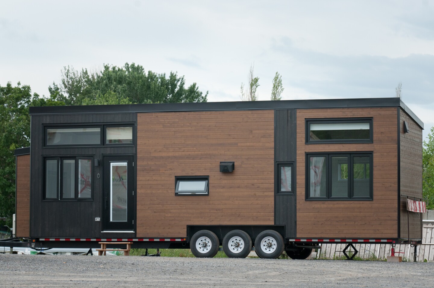 The Magnolia V6, by Minimaliste, gets power from a standard RV-style hookup but is also wired for a generator in case of power outage