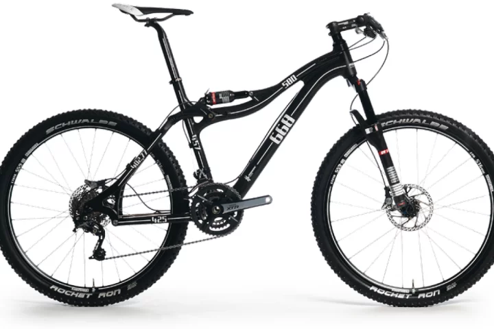 The Pronghorn mountain bike frame with APLS - the suspension unit is mounted on the top tube of the frame to help riders extract more energy from the chain