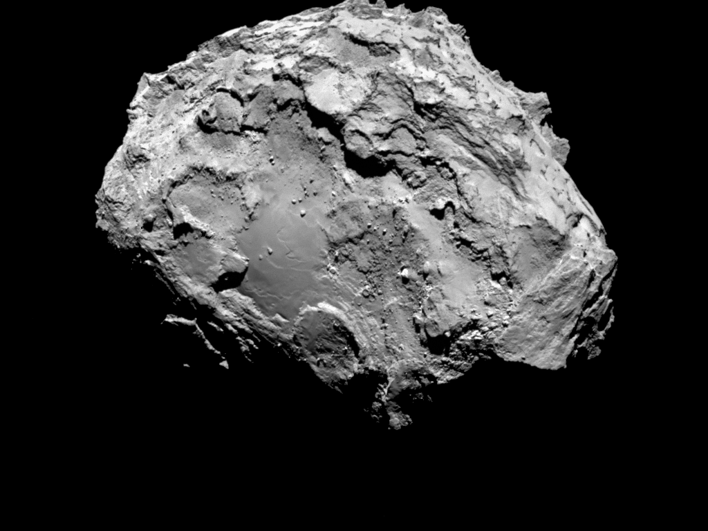 View of comet 67P/Churyumov–Gerasimenko as seen end on